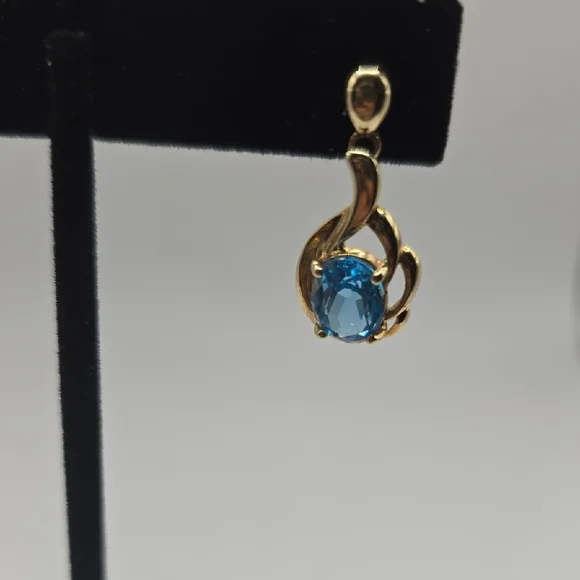 10k Gold and Blue Topaz Earrings